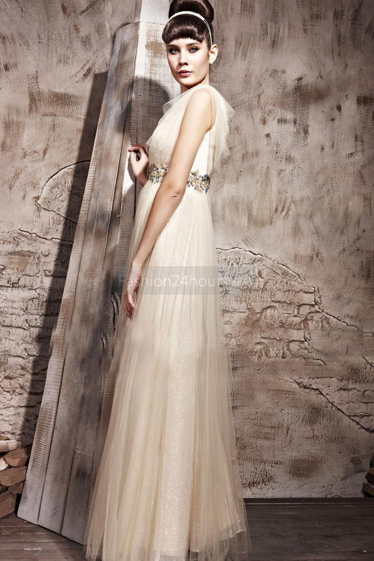 Cap Sleeve V Neckline Eveni...