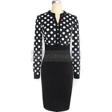 Long-Sleeved Polka Dot Bodycon Dress