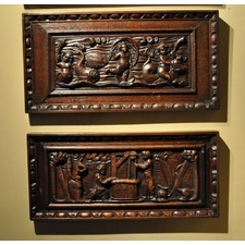 AN UNUSUAL SET OF FOUR RENAISSANCE PANELS. FLEMISH. CIRCA 1580.