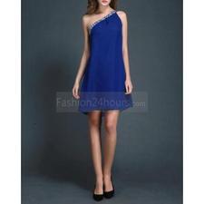 One-Shoulder Chiffon Cocktail Dress