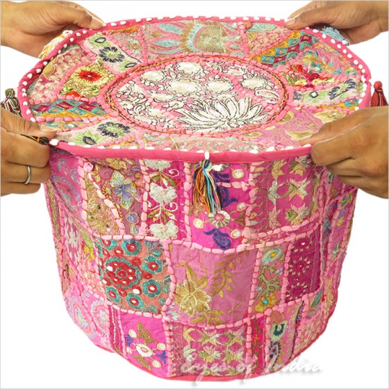 17" Pink Round Embroidered ...