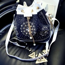 Ethnic Style Women's Crossbody Bag With Chain and Rhinestones Design
