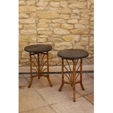Outstanding pair of Circa 1920s Faux Bamboo Occasional Tables