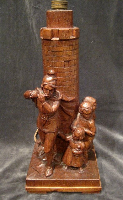 Arts and Crafts Oak Table Lamp