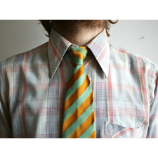 vintage 70s striped gold and mint mens tie