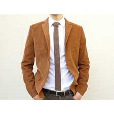 Knit Tie Skinny Necktie in Tobacco Tweed Brown Lambswool - Gift for Men Dad Boss Under 50 MADE TO ORDER