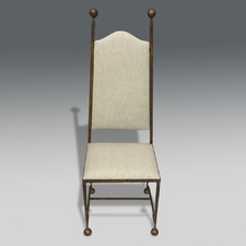 Unusual set of 8 Spanish Gilded Wrought Iron Dining Chairs