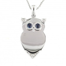 Silver Diamond and Sapphire Owl