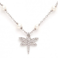 Silver Diamond Dragonfly on Pearl Chain