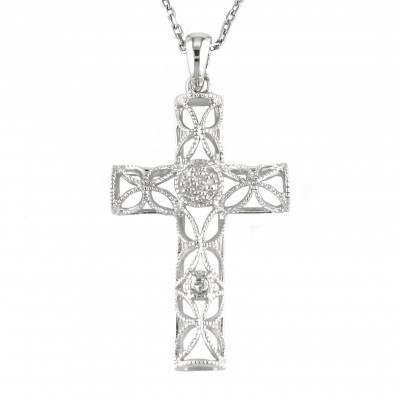 Silver Diamond Cross