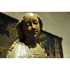 A WONDERFUL AND SERENE LATE 15TH / EARLY 16TH CENTURY OAK SCULPTURE OF MARY MAGDALENE. CIRCA 1500.