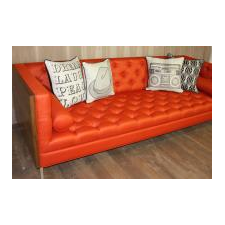 Tangerine and Walnut Koening Sofa