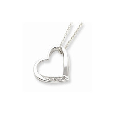 Sterling Silver Heart with Diamond Necklace