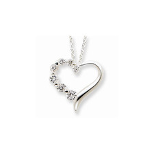 Sterling Silver CZ Heart Journey Necklace QG2641-18