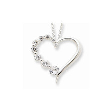 Sterling Silver CZ Heart Journey Necklace QG2639-18
