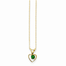14k Madi K 3mm Emerald Heart Birthstone Necklace