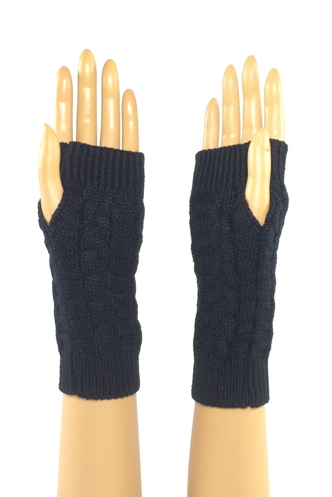 Black Arm Length Knitted Fi...