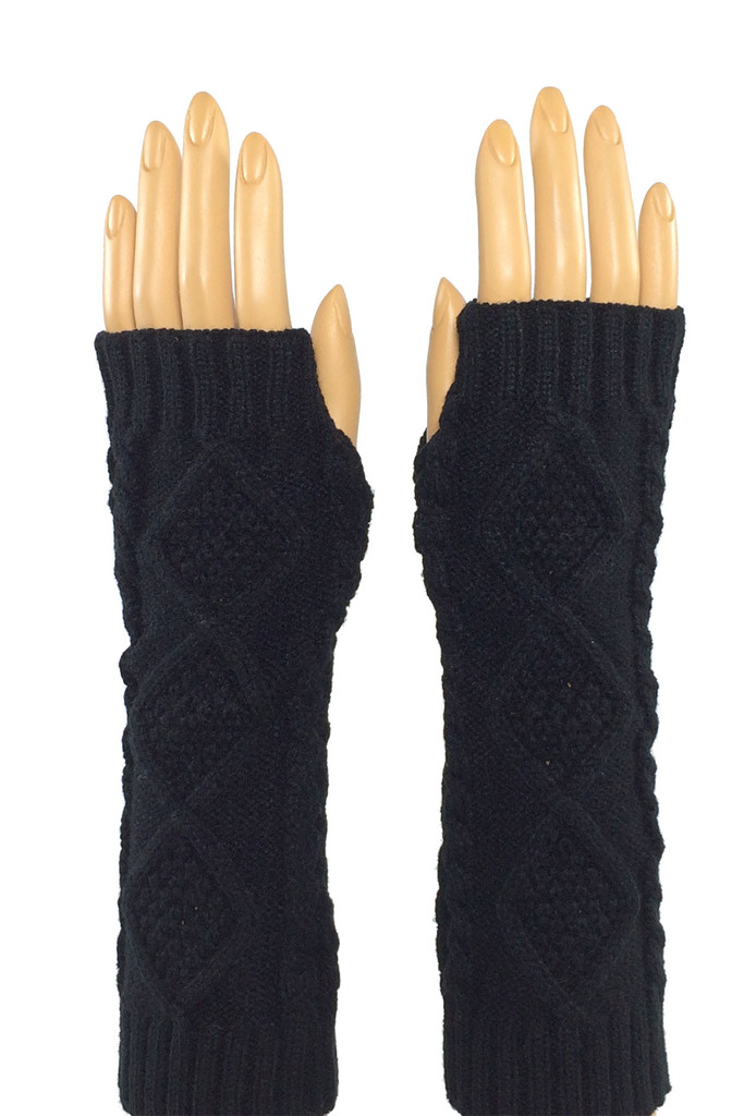 Black Elbow Length Fingerle...