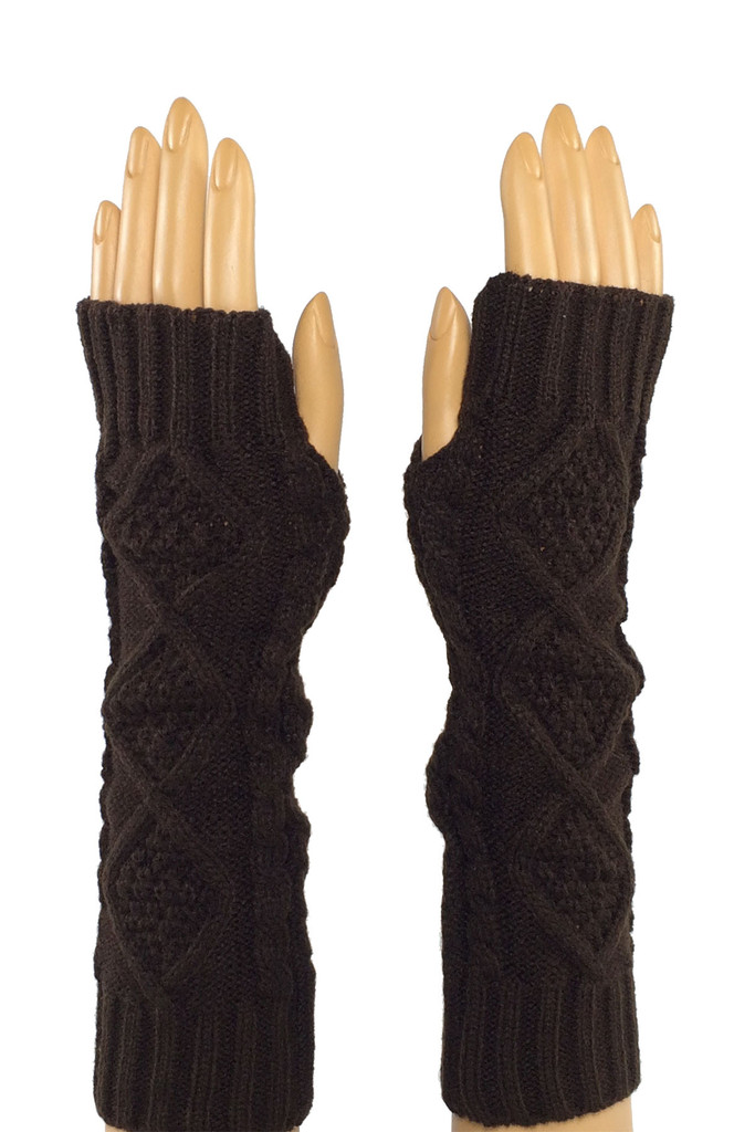Coffee Elbow Length Fingerl...