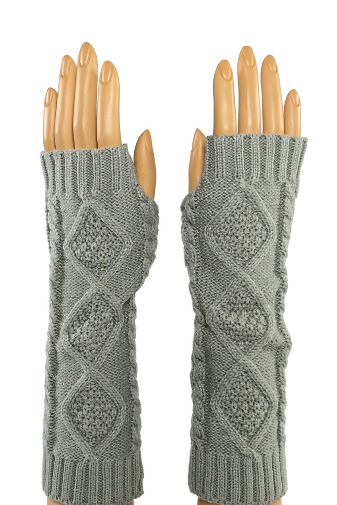 Light Gray Elbow Length Fin...