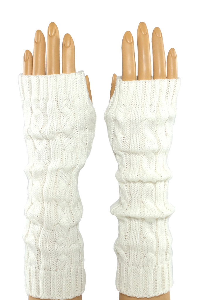 White Cable Knit Opera Leng...