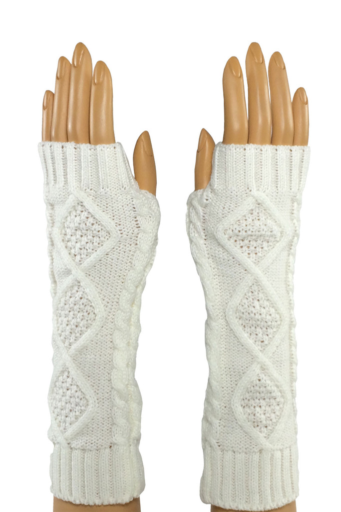 White Elbow Length Fingerle...