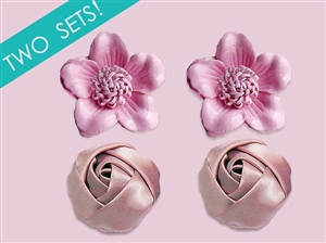 Pink flower shoe clip set