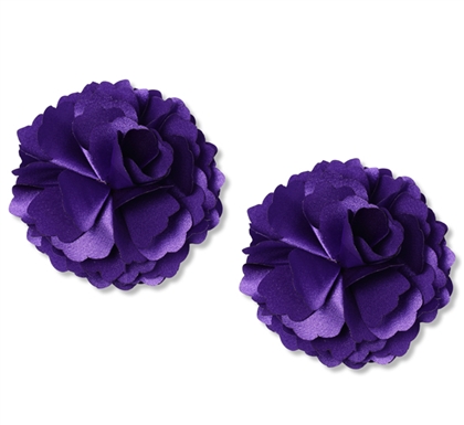 Purple satin flower shoe clips