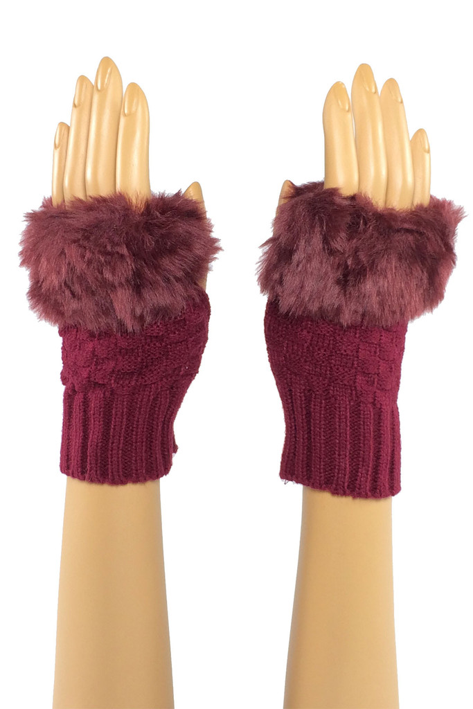 Burgundy Wrist Length Faux ...