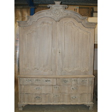 18th C Dutch bleached oak linen press