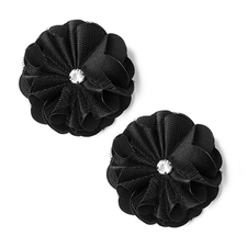 Calista black satin shoe clip flower