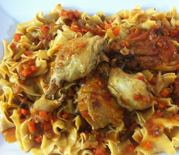 Braised rooster with egg no...