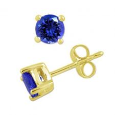 Top Tanzanite :: 12 X 12 mm Round-Cut TANZANITE Studs Earrings in 14k Yellow Gold (GradeSD)