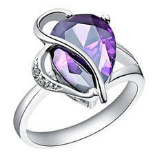 Platinum Plated Brass Amethyst Cubic Zirconia Ring