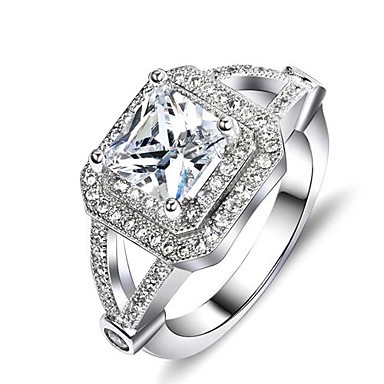 Sterling Silver Zircon Squa...