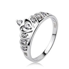 .925 Sterling Silver & Crystal Crown Ring