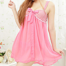 ☆FREE♥SHIPPING☆ Kawaii Semi Sheer Plaid Nightgown