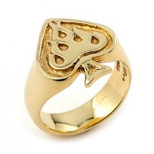 14K Gold Ace Flame Ring for Men