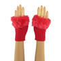 Red Wrist Length Faux Fur F...