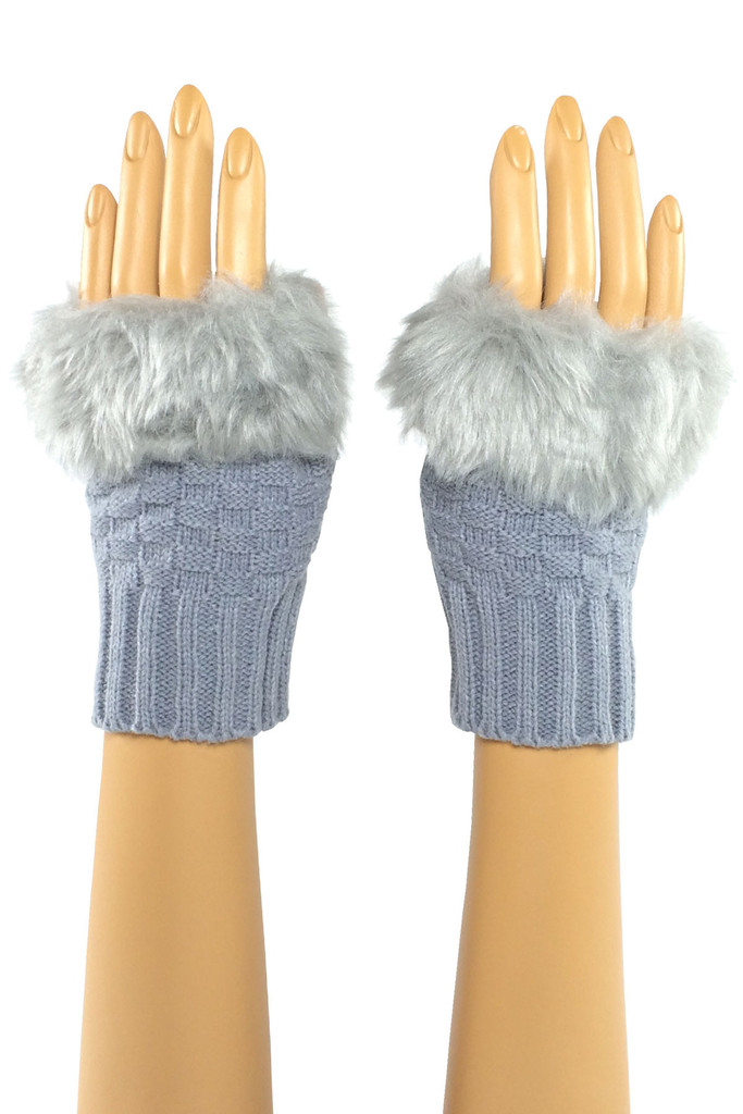 Light Gray Wrist Length Fau...
