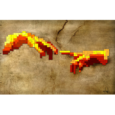 Michelangelo hands. Pixelation Art Print