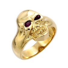 14K Yellow Gold Ring With Garnet Eyes For Women