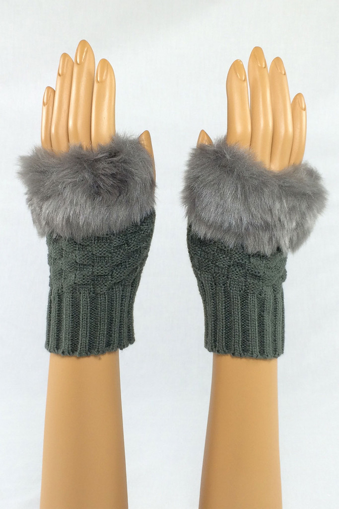Dark Gray Wrist Length Faux...