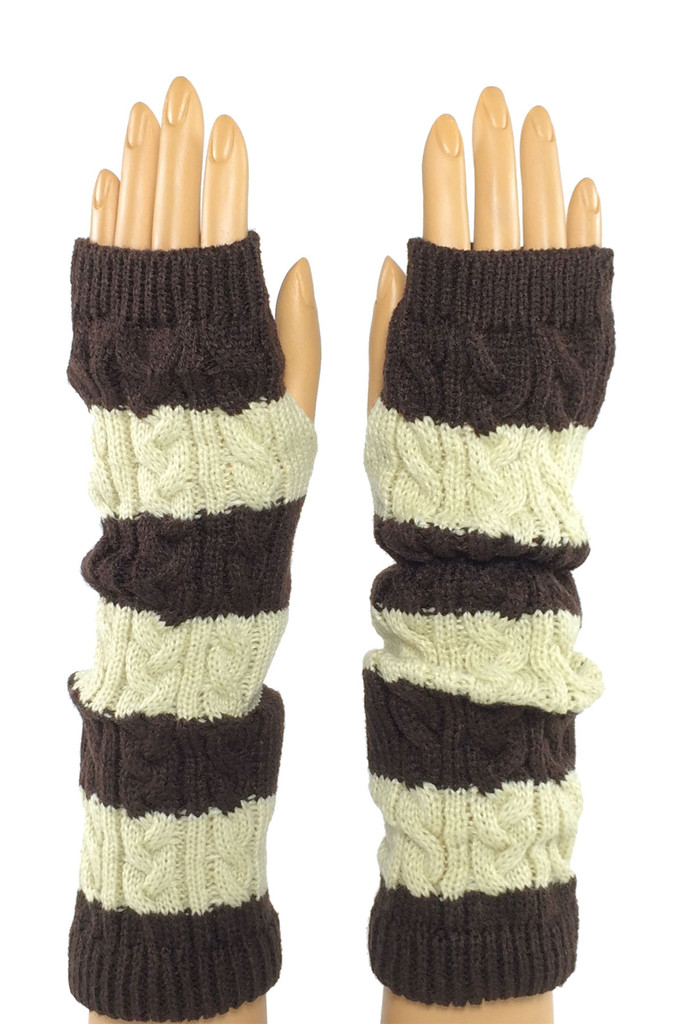 Coffee, Beige Cable Knit Fi...