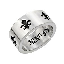 Sterling Silver Classic Fleur De Lis Band Rings