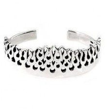 Sterling Silver Men's Flame Cuff Bracelet