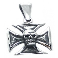 Sterling Silver Skull And Maltese Cross