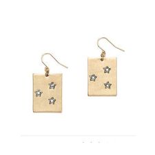 J.Crew Starry Sky Earrings Gold Color Stone Square NWT