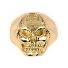 14K Gold Wicked Skull Ring for Men