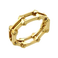 14K Gold Motorcycle Chain Link Ring - Gold Rings - MEN